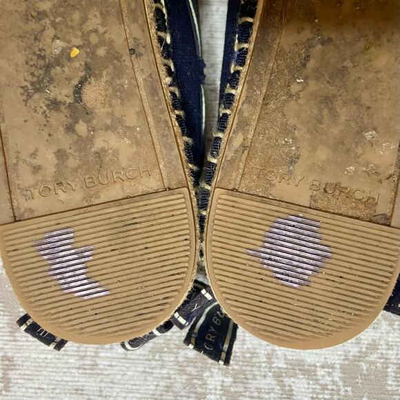 Tory Burch Tory Ribbon Espadrille in Perfect Navy/New Ivory - Picture 7 of 9